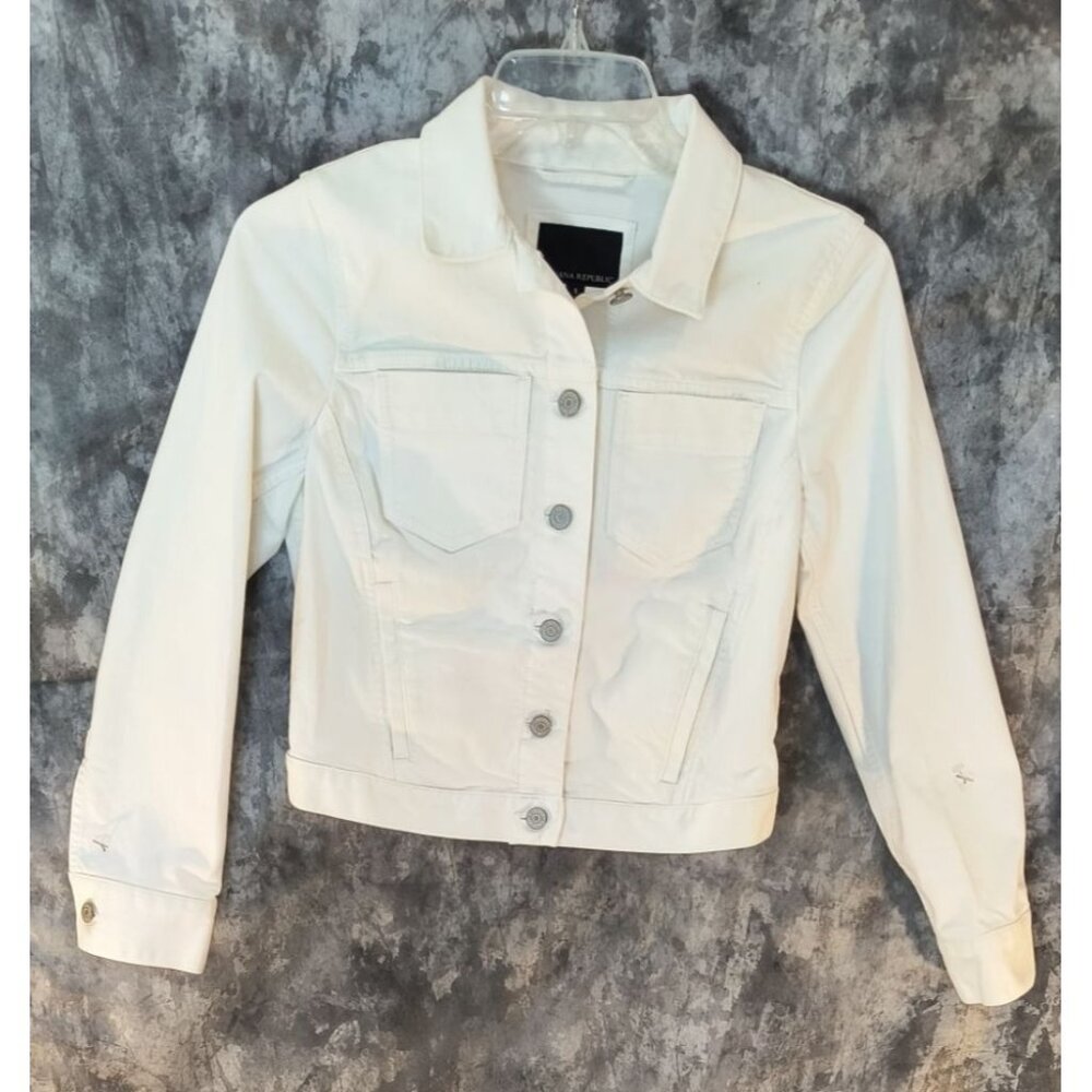 Banana Republic White Denim Jacket Womens S